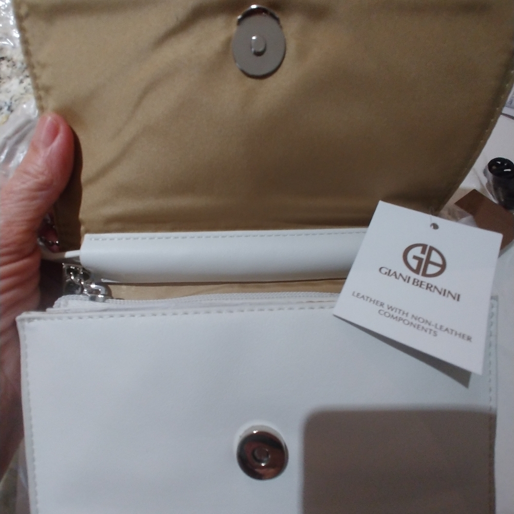 Gianni Bernini White Leather Crossbody Bag. Napa Collection - Picture 4 of 12